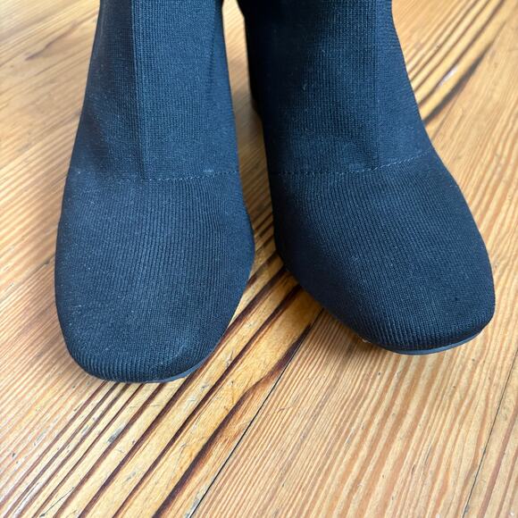 Mia Erika black textile fabric slip on ankle heeled bootie SIZE 10 - Picture 2 of 8